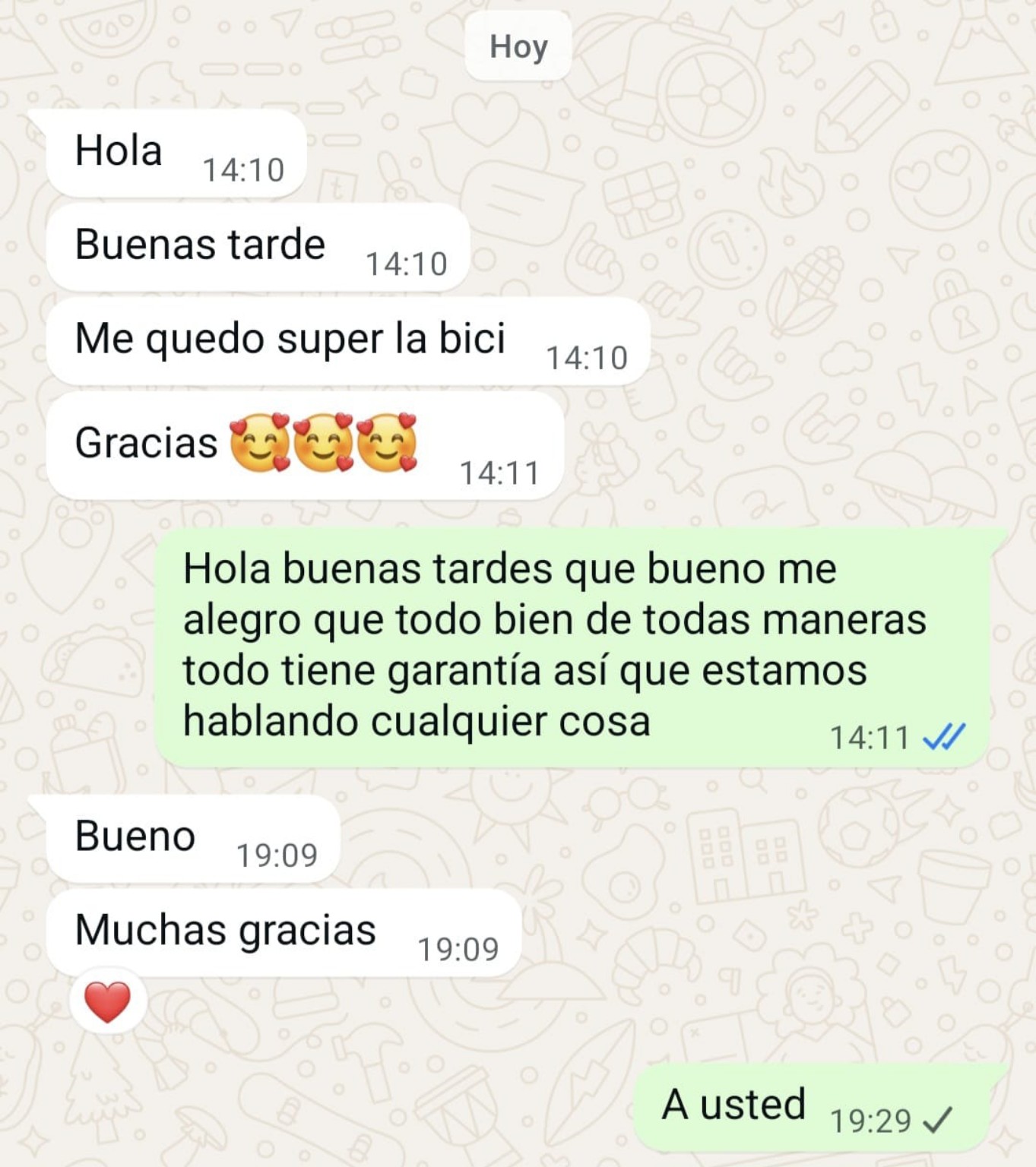 Cliente satisfecho — Las Dos Bicicletas